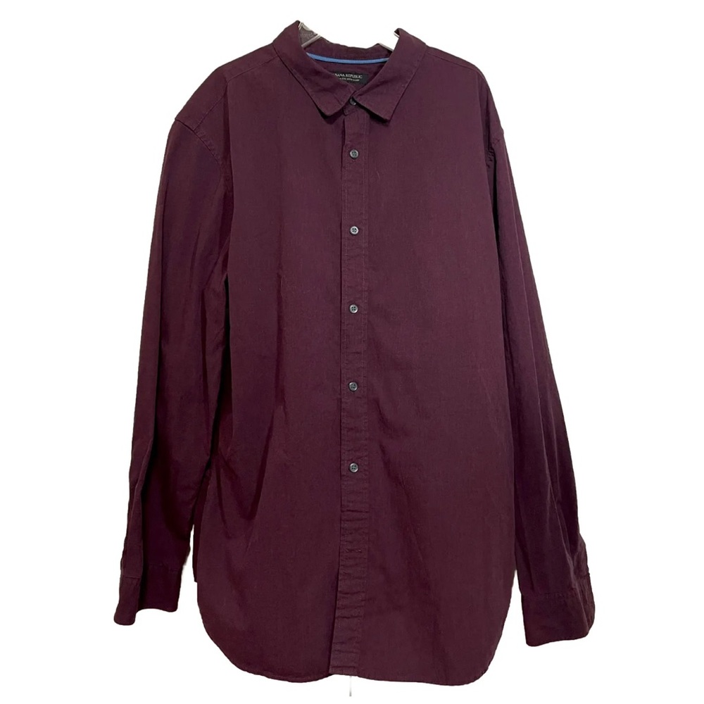 BANANA REPUBLIC Grant Fit cotton long sleeve shirt XL Maroon/burgundy